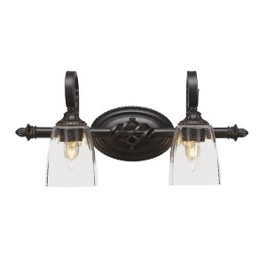 Toltec Lighting Elegante 2 - Light Vanity in  Dark Granite with 4.5" Square Clear Bubble Shade - 1 of 1