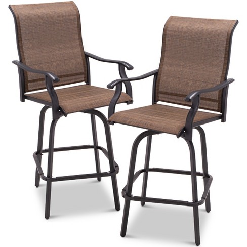 Best Choice Products Set Of 2 Swivel Barstools Bar Height Outdoor Chairs W 360 Rotation All Weather Mesh Target - Best Mesh Patio Furniture