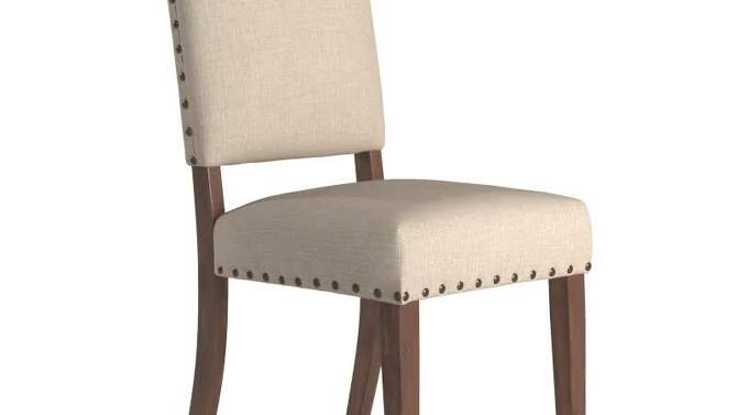 Set of 2 Iverson Nailhead Trim Brown Finish Linen Side Chairs - Inspire Q, 2 of 14, play video