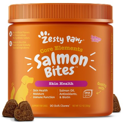 Zesty Paws Core Elements for Skin Health Salmon Soft Chews for Dogs - Salmon Flavor - 90ct