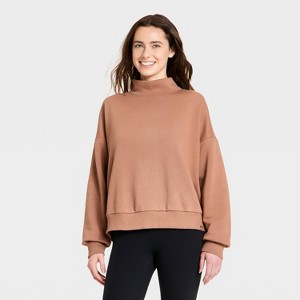 Women's Mock Neck Sweatshirt - JoyLab™ Light Brown XXL : Target