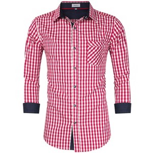 Transitional Weather Slim Fit Long Sleeve Button Down Shirt Business Casual Dress Shirts with Pocket - 1 of 4