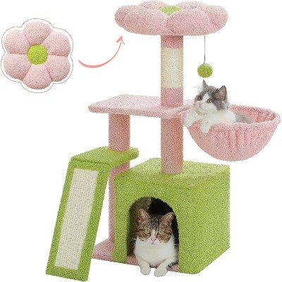 Heybly Cactus Cat Tree for Indoor Cats, 32'' Small Cat Tower Cat Condo with Sisal Scratching Ramp