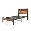 GDFStudio Yannis Modern Metal and Wooden Platform Bed Frame with Storage Headboard and Charging Station - 3 of 4