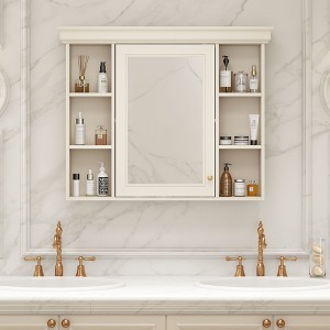 NicBex 35" Medicine Cabinet with Mirror Door,Bathroom Wall Cabinet with 6 Open Shelves,Storage Cabinet with Mirror,Wall Mounted Bathroom Cabinet - 1 of 4