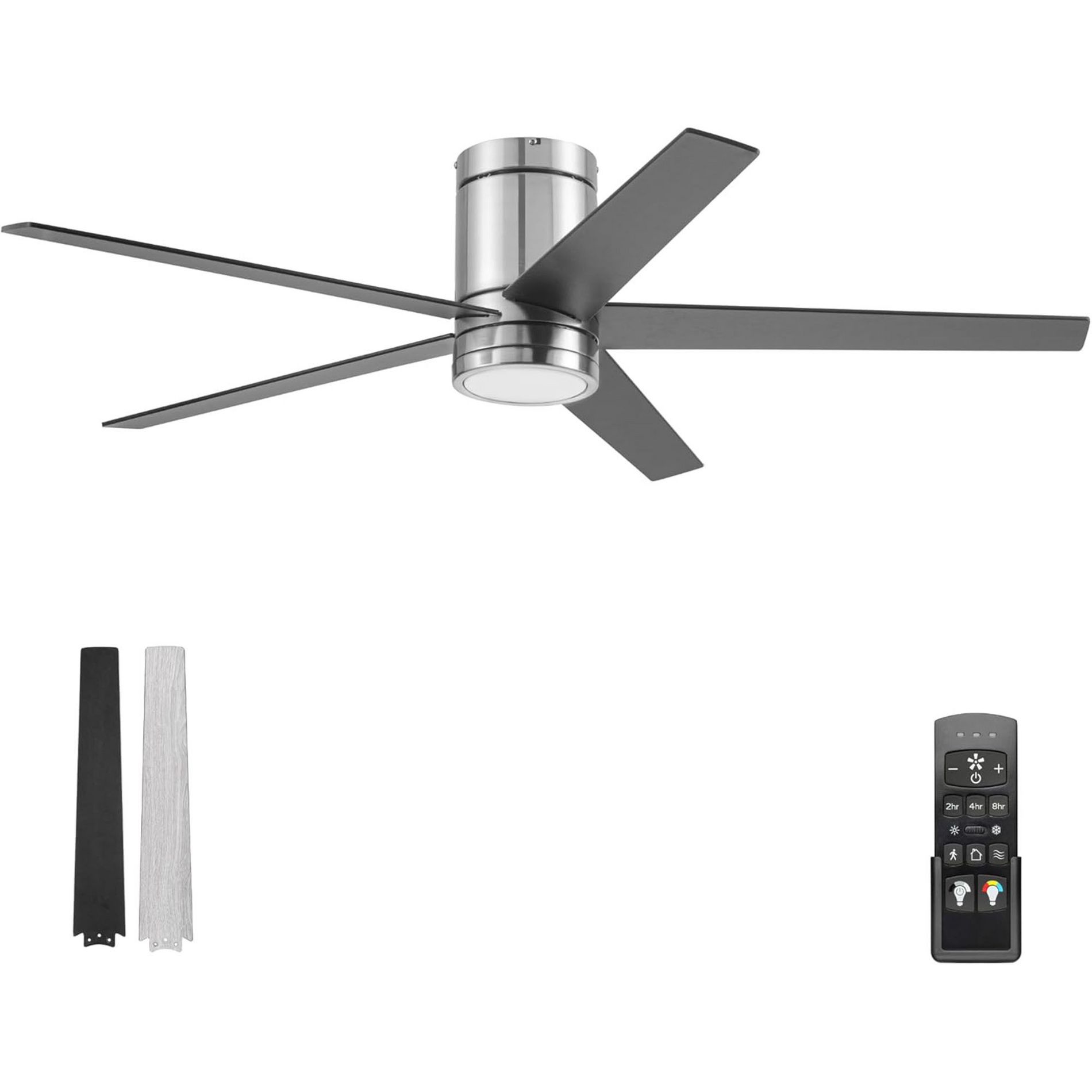 Honeywell Graceshire 52 Inch Ceiling Fan with Color Changing LED Light and Remote Control, 5 Blades, Reversible Airflow, Brushed Nickel