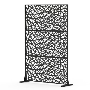 NicBex 1-Panel Room Divider Privacy Screen with Metal Legs for Home & Office, Black - 1 of 4