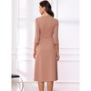 INSPIRE CHIC Women's Elegant Split Neck Side Zipper Pockets 3/4 Sleeve Work A-Line Dress - 4 of 4