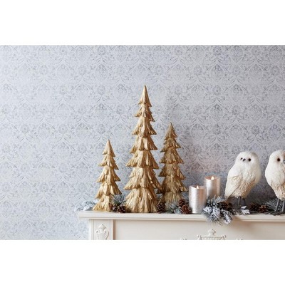 Gold Resin Pine Tree Figurines Set of 3