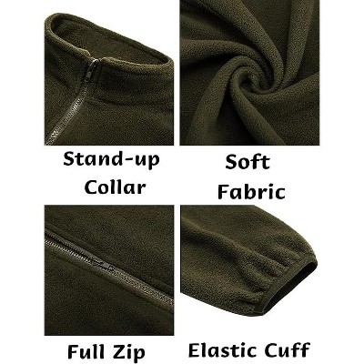 COOFANDY Men's Soft Polar Fleece Jacket Lightweight Full Zip Jackets Casual Outdoor Warm Jackets Coats with Pockets Army Green M — фото 5
