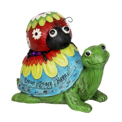 9.25" Resin Garden Turtle and Lady Bug Statue - Exhart