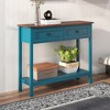 MOEPISY Farmhouse Style Console Table with 2 Drawer and Bottom Storage Shelf for Entryway(Pagoda Blue) - 3 of 4
