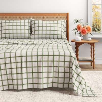 100% Cotton Plaid & Stripe Flannel Sheet Set - Great Bay Home