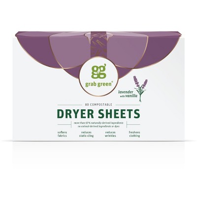 Grab Green Classic Dryer Sheets, Lavender with Vanilla Scent