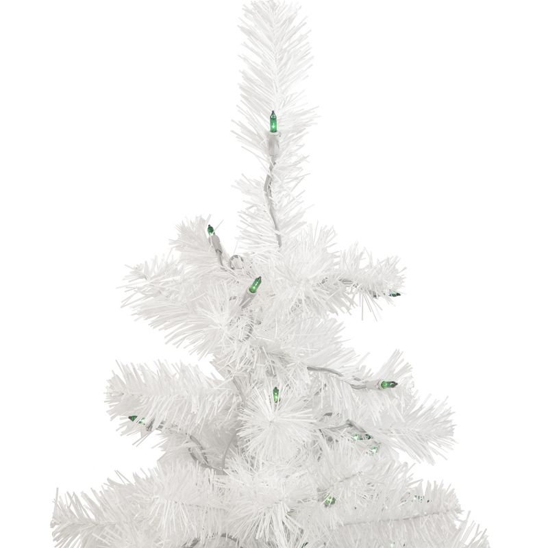 Northlight 3' Prelit Artificial Christmas Tree Slim White Tinsel - Green Lights, 5 of 7
