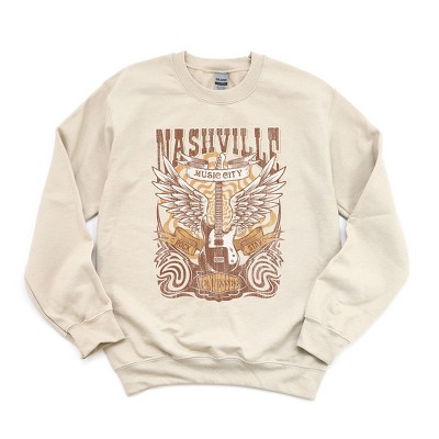 Simply Sage Market Women's Graphic Sweatshirt Nashville Guitar Wings