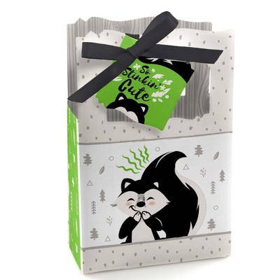 Big Dot of Happiness Little Stinker - Woodland Skunk Baby Shower or Birthday Party Favor Boxes - Set of 12