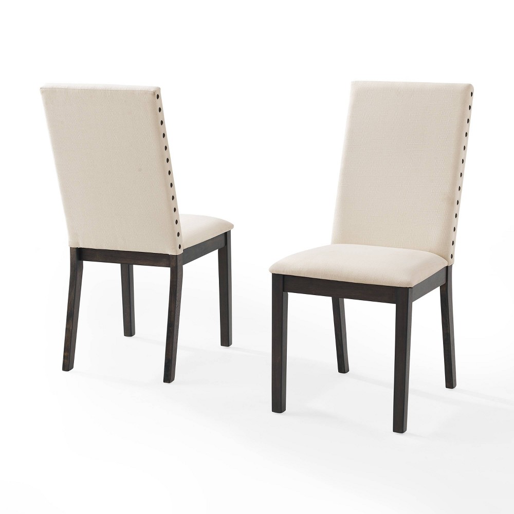 Photos - Dining Table Crosley Set of 2 Hayden Upholstered Chairs Slate: Nailhead Trim, Rubberwood Legs, Foam Cushioned 