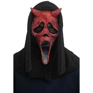 Ghost Face Rhinestone Mask – Fun World Official Scream Costume Accessory – Sparkling Red Sequin & Horned Design – Adult Halloween Mask - 1 of 1