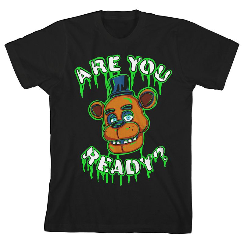 Are You Ready Five Nights at Freddys Youth Boys Black Graphic Tee, 1 of 4
