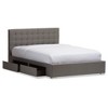 Baxton Studio King Rene Modern And Contemporary Fabric 4-Drawer Storage Platform Bed Gray: Low Profile, MDF Frame, No Box Spring Needed - 3 of 4