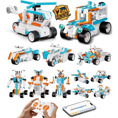 AENKYO STEM Robot Building Kit for Kids, 12-in-1 Building Robot Toys APP & Remote Control Car, STEM Toys for Boys Girls Christmas Birthday 332+Pcs