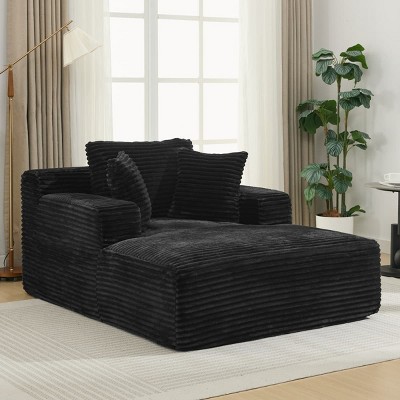 48.8'' Chaise Lounge Sofa with Removable Pillows, Full Compressed Upholstered Couch for Living Room or Bedroom Accent Seating Sofas-Maison Boucle
