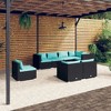 vidaXL Patio Lounge Set Outdoor Sectional Sofa Set Table Garden Poly Rattan - Black and Blue 5x Corner 3x Middle - 2 of 4