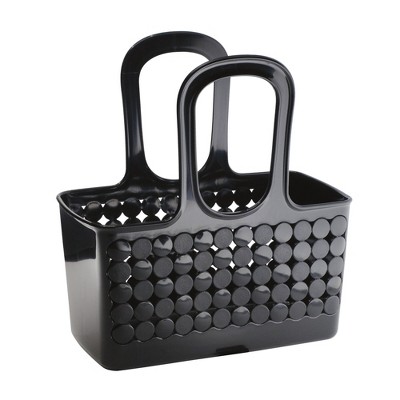 iDesign Portable Plastic Shower Tote for College Dorm or Bathroom, Black