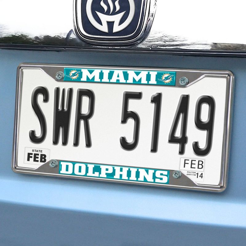 NFL Miami Dolphins Stainless Steel License Plate Frame, 2 of 4