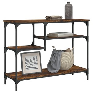 vidaXL Console Table with Shelves Smoked Oak 39.4 in.x13.8 in.x29.5 in. - 1 of 4