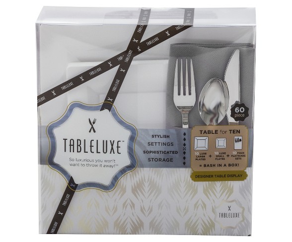 Tableluxe Table for 10 with Gray Pocket Napkins, 60ct.