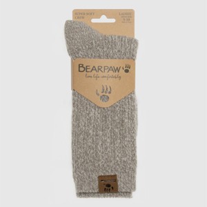 Bearpaw Women's Boot Crew Pointelle Socks 1pk - Vintage Khaki - 1 of 2