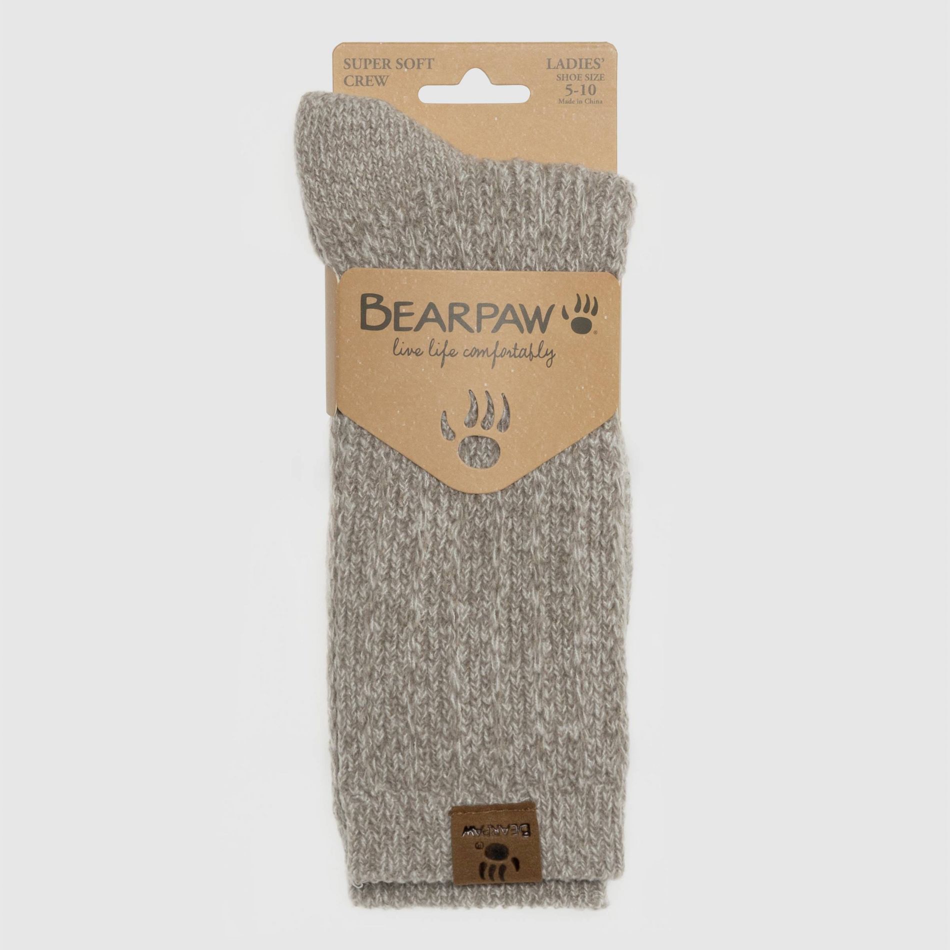 Bearpaw Women's Boot Crew Pointelle Socks 1pk - Vintage Khaki