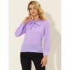 INSPIRE CHIC Women's Bow Tie Neck Elegant Long Sleeve Solid Work Office Blouse - 3 of 4