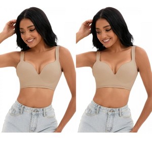 INSPIRE CHIC 2 Pcs Women's Wirefree U Back Adjustable Straps Comfort Push Up Bras - 1 of 4