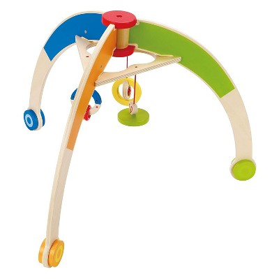 Hape Kid's My First Gym Wooden Play Time Floor Activity Center with Hanging Bar and Rattles Rings Toys for Baby