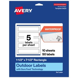 Avery Outdoor Waterproof Labels, 1.5" x 7.5" Rectangle - 1 of 4