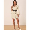 INSPIRE CHIC Women's Elegant Slit Sleeve Belted Double Breasted Work Office Blazer Dresses - 3 of 4