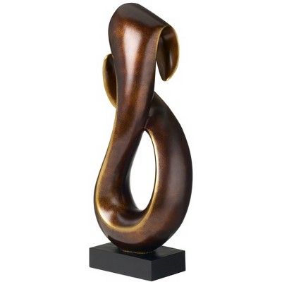 Dark Gold Resin Infinity Sculpture with Black Stand
