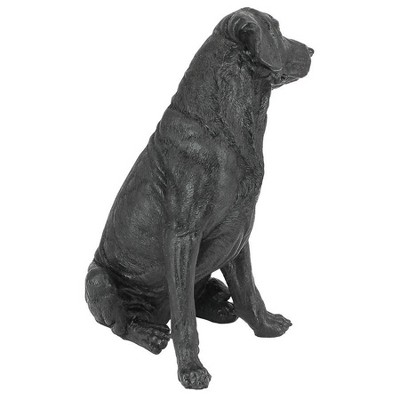 Black Resin Labrador Retriever Dog Garden Statue, 15.5 Inches Tall