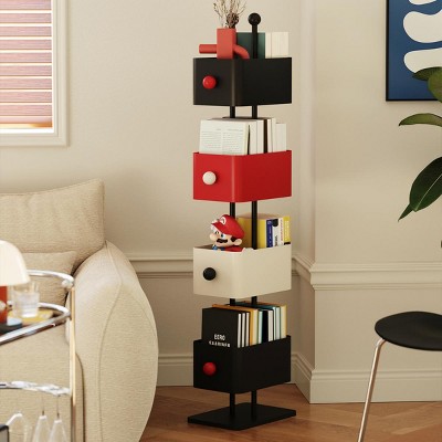 INFURNIC Decorative Bookshelf Children's Creative Corner Shelf Multi-Functional Placement Rack for Living Room, Multicolored, 9.84"*13.78"*52.36"