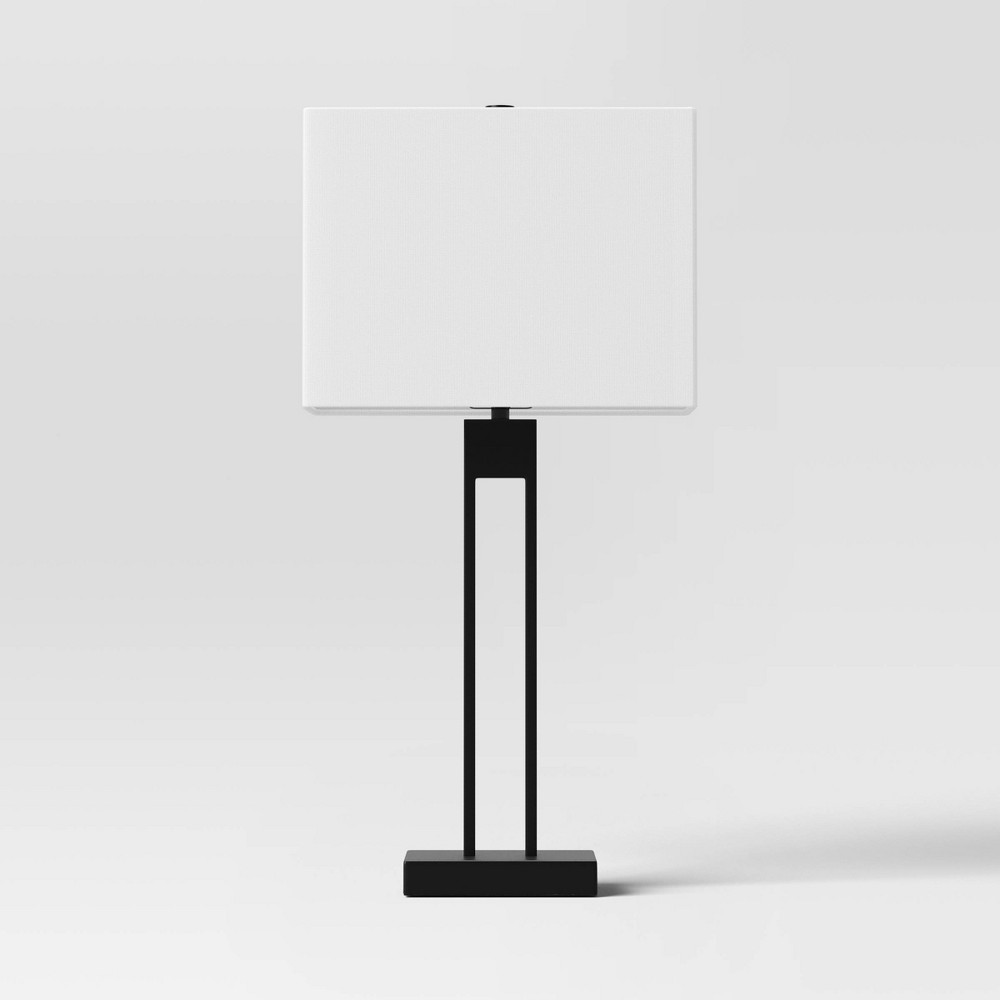 Photos - Floodlight / Street Light Window Pane Table Lamp with USB Black - Threshold™