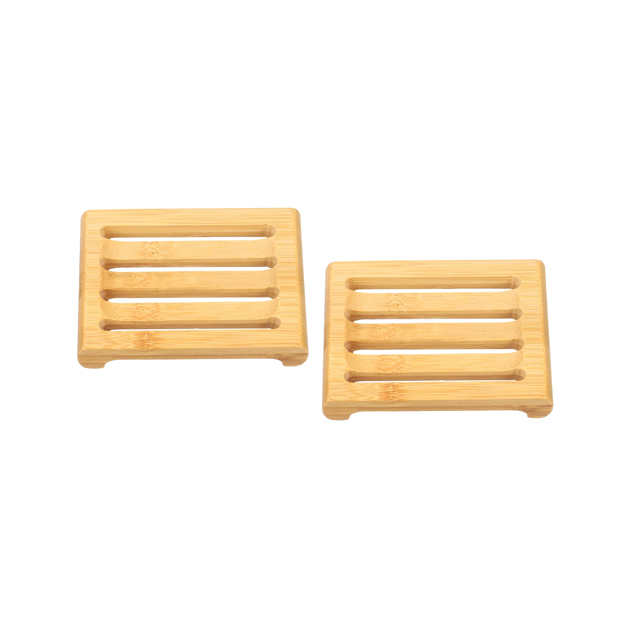 Unique Bargains Natural Bamboo Self-Draining Multifunctional Use Soap Dish 2 Pcs