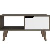 Vynxaria Dark Brown and White Coffee Table with four legs and one drawer - 4 of 4