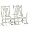 Outsunny 2 Pc Outdoor Rocking Chair, Traditional Slatted Porch Rocker with Armrests, Waterproof HDPE, White - 4 of 4