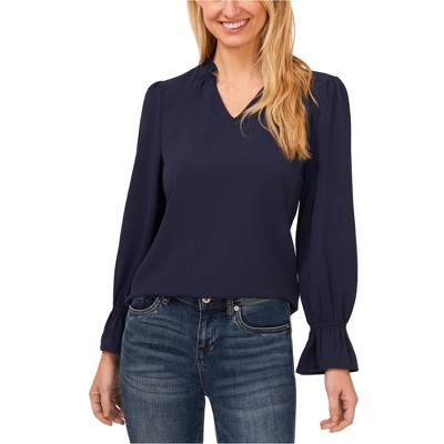 CeCe Womens V-Neck Ruffled Blouse
