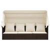 vidaXL Patio Lounge Bed with Roof & Cushions - Poly Rattan Outdoor Furniture, Adjustable Recliner, Brown/Cream White - 3 of 4