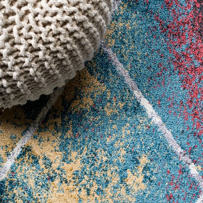 Cole 4x6 Multi/White Synthetic Trellis Area Rug