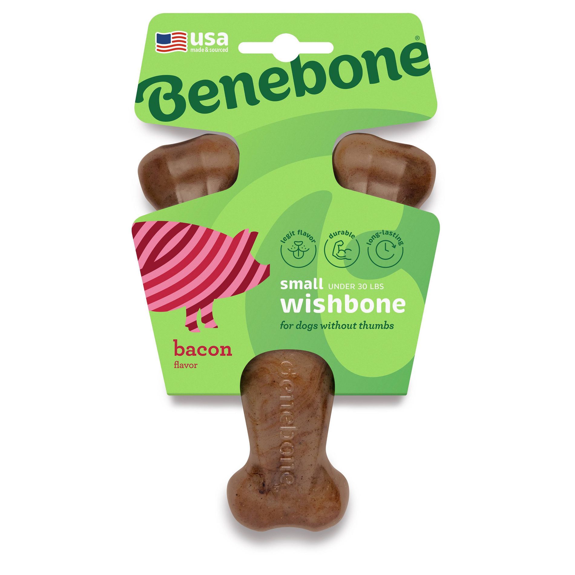 Benebone Wishbone Dog Chew Toy - Bacon